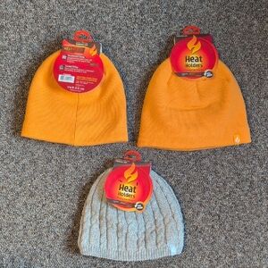 Heat Holders Beanie Hat - set Of 3:  (2) Orange and (1) Gray